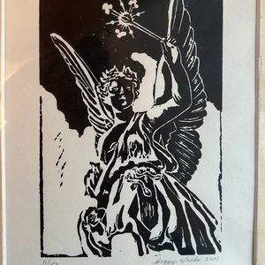 Limited edition Angel hand-pulled print by Texas artist Peggy Wood.